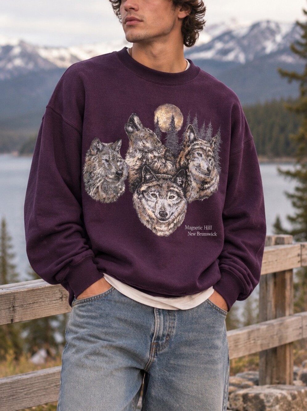 Quality Goods Wolf Pack Graphic Sweatshirt Crewneck Men's XXL